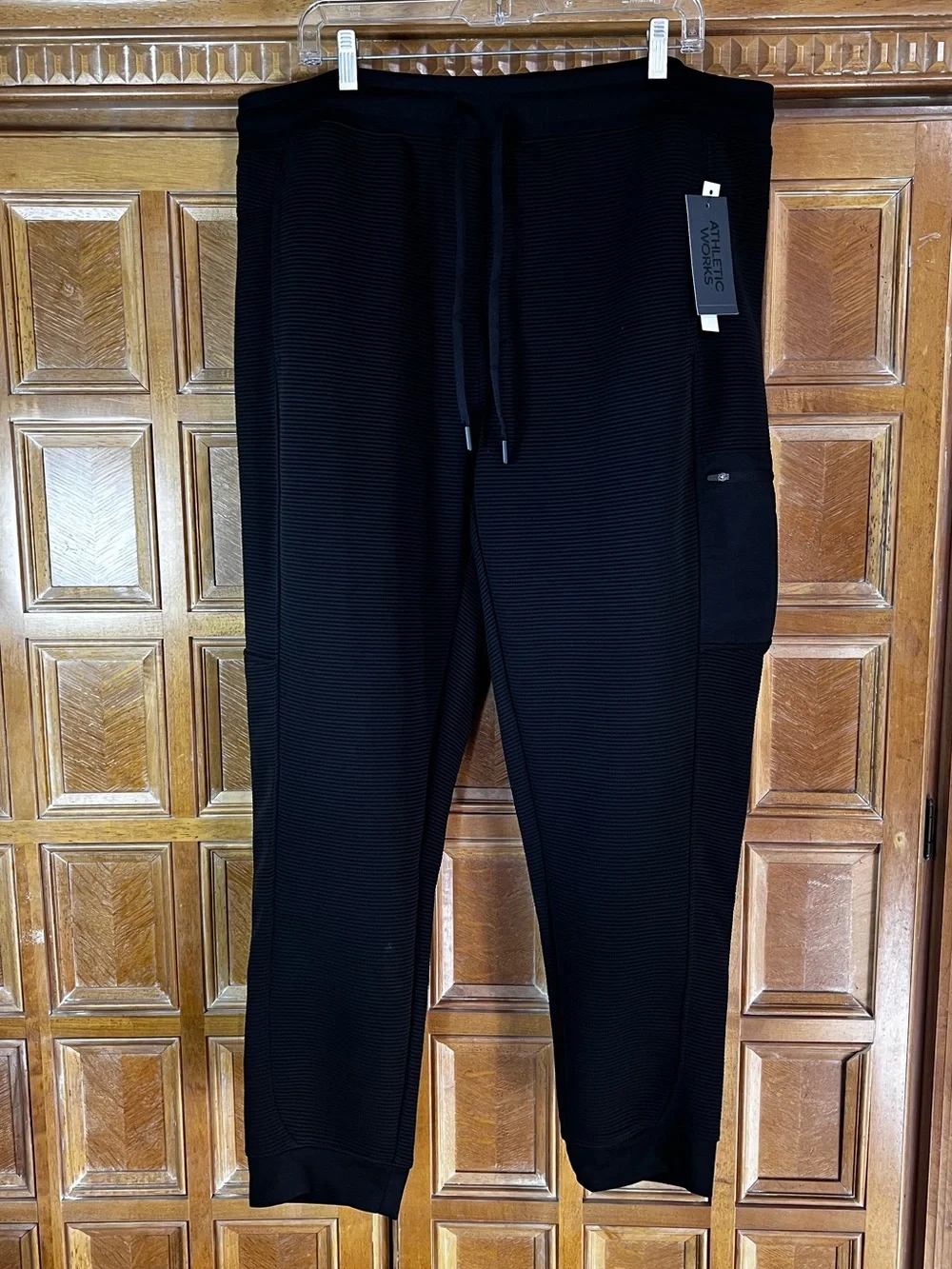 Athletic Works Joggers Pants Mens 2XL Black Active Stretch Zip Pocket